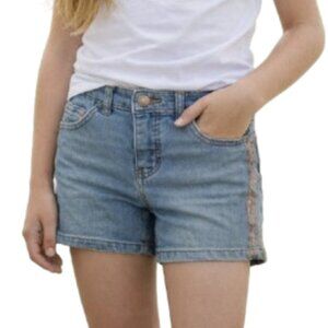 Cat & Jack Distressed Stripe Denim Shorts Medium Wash Girls Size Large (10/12)